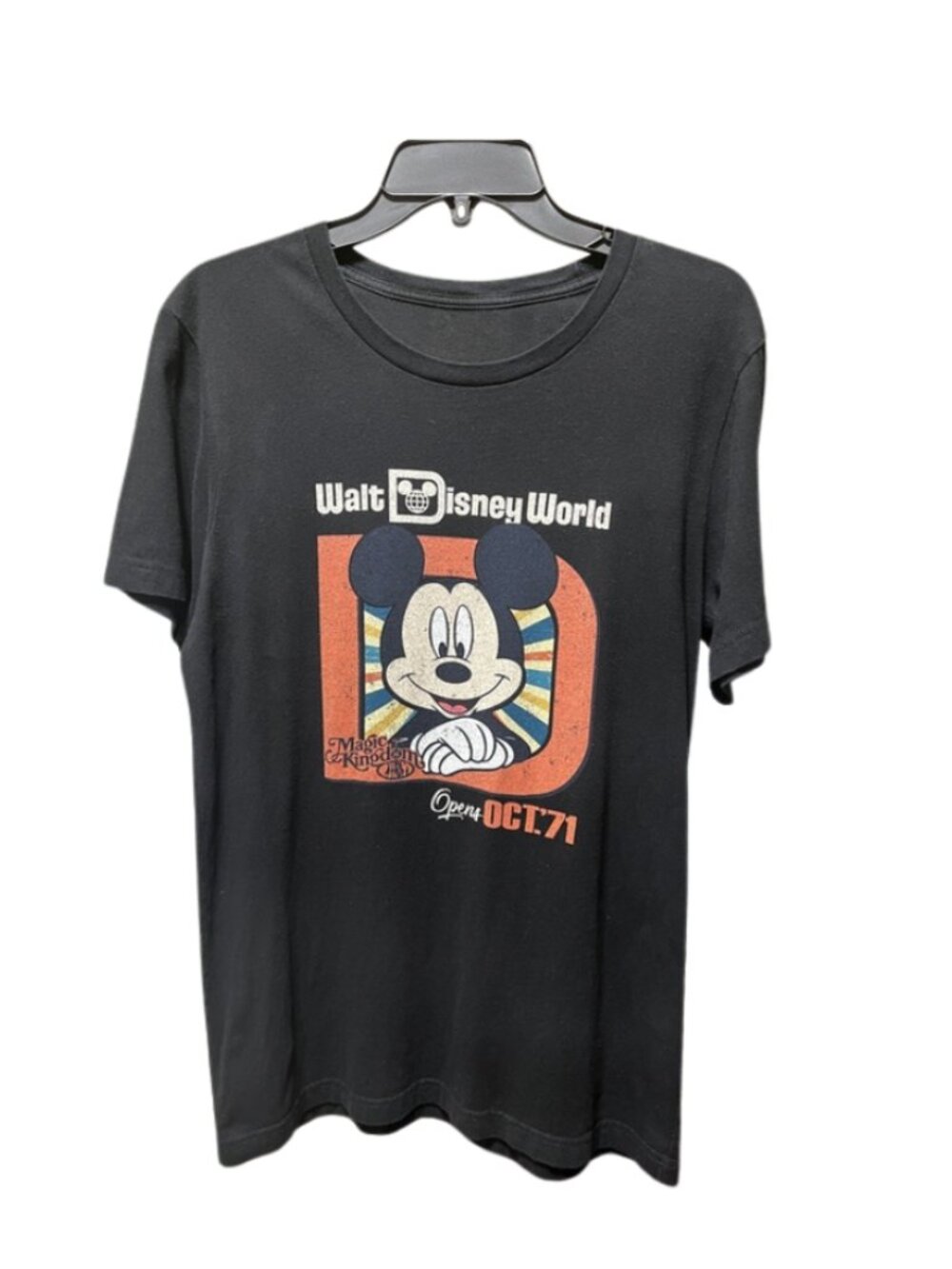 Walt Disney World Women's Opens Oct '71 Black Retro Style Mickey T Measures M